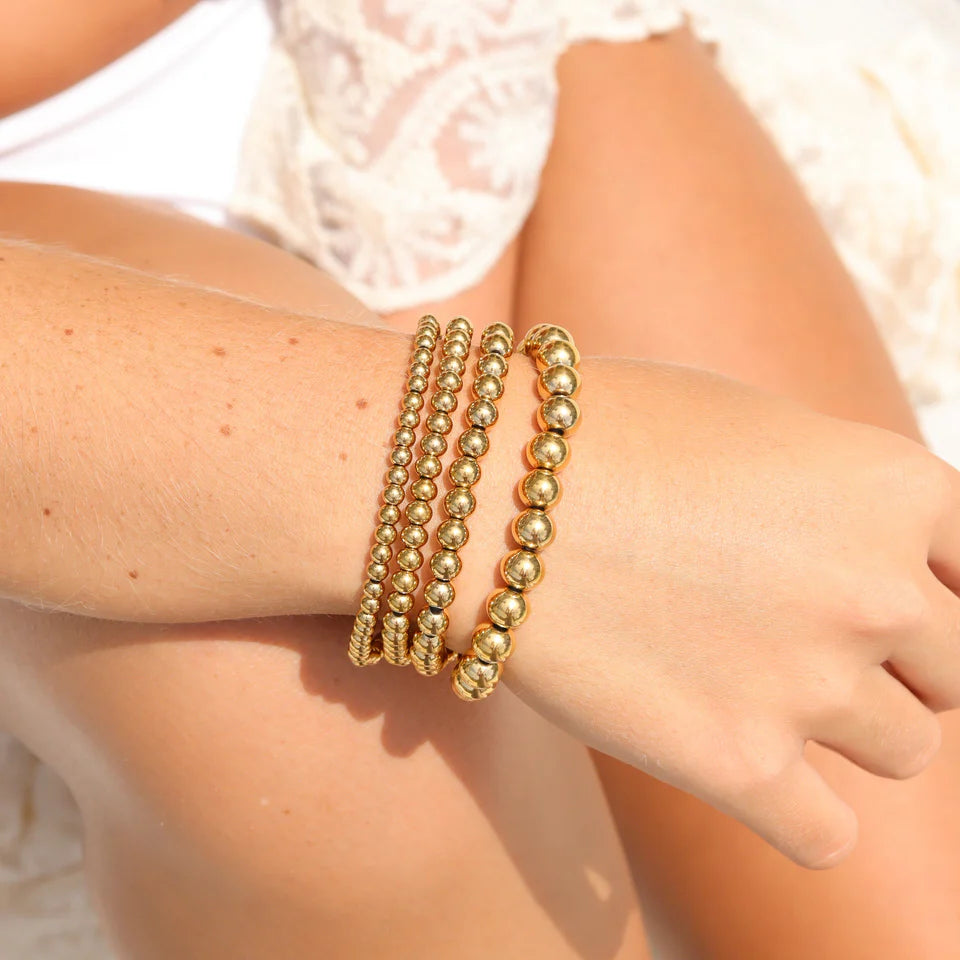 Beaded Bracelet - 18K Gold & Stainless Steel